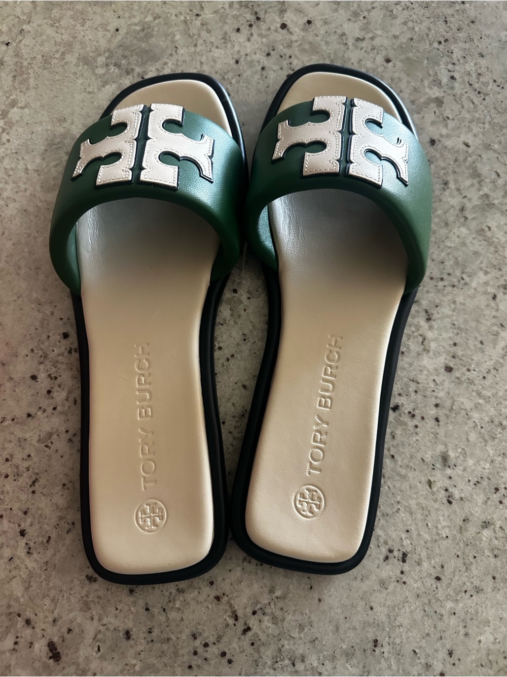 NIB Tory Burch Arugula/New Cream Double Sport Slide Sz 11 - Picture 4 of 7